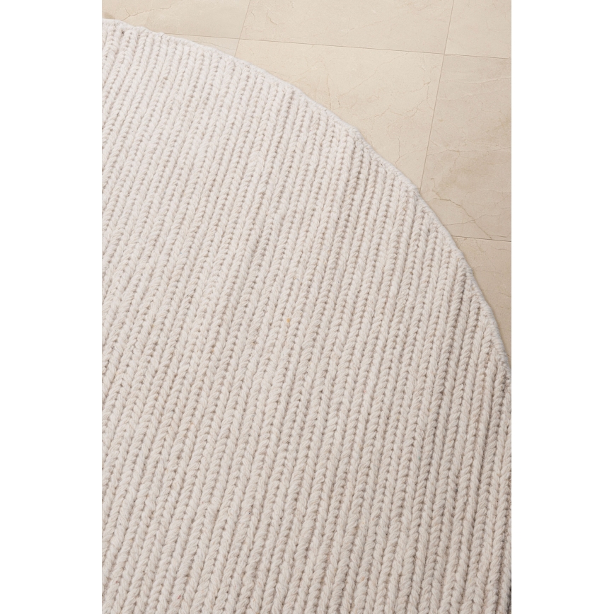 Natuurlijk rond vloerkleed FIR WOOL 160 cm 2600 g/m2 crème