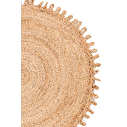 Natuurlijk rond vloerkleed JUTA 100 cm beige