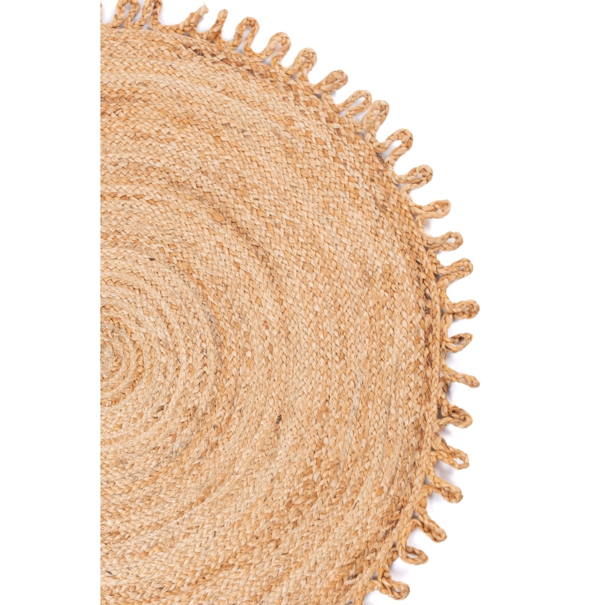 Natuurlijk rond vloerkleed JUTA 100 cm beige
