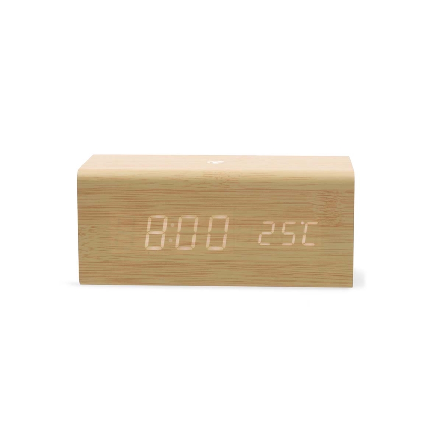 Digitale wekker met LED-display en thermometer 5V/1xCR2032 hout