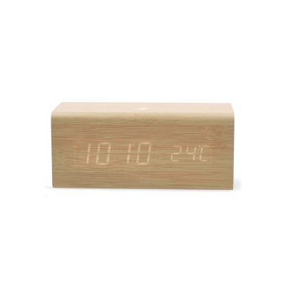 Digitale wekker met LED-display en thermometer 5V/1xCR2032 hout