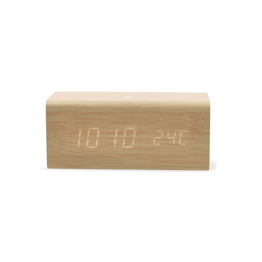 Digitale wekker met LED-display en thermometer 5V/1xCR2032 hout
