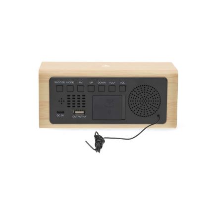 Digitale wekker met LED-display en thermometer 5V/1xCR2032 hout