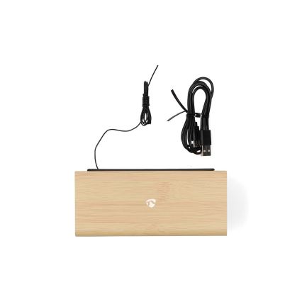 Digitale wekker met LED-display en thermometer 5V/1xCR2032 hout