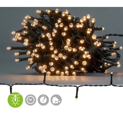 LED Kerst Lichtketting voor buiten 192xLED/7 functies/3xAA 14,9m IP44 warm wit