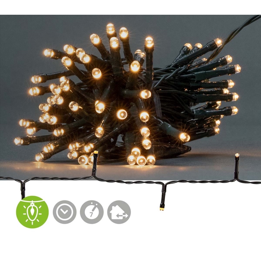 LED-lichtsnoer voor buiten, 48×LED, 7 functies, 3×AA, 4,1 m, IP44, warm wit