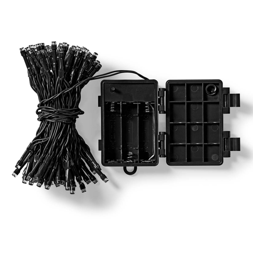 LED Kerst Lichtketting 96xLED/7 functies/3xAA 7,7m IP44 warm wit