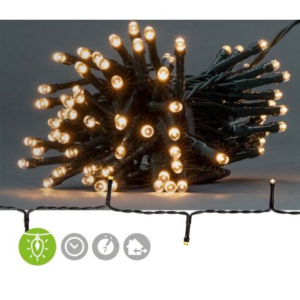 LED Kerst Lichtketting 96xLED/7 functies/3xAA 7,7m IP44 warm wit