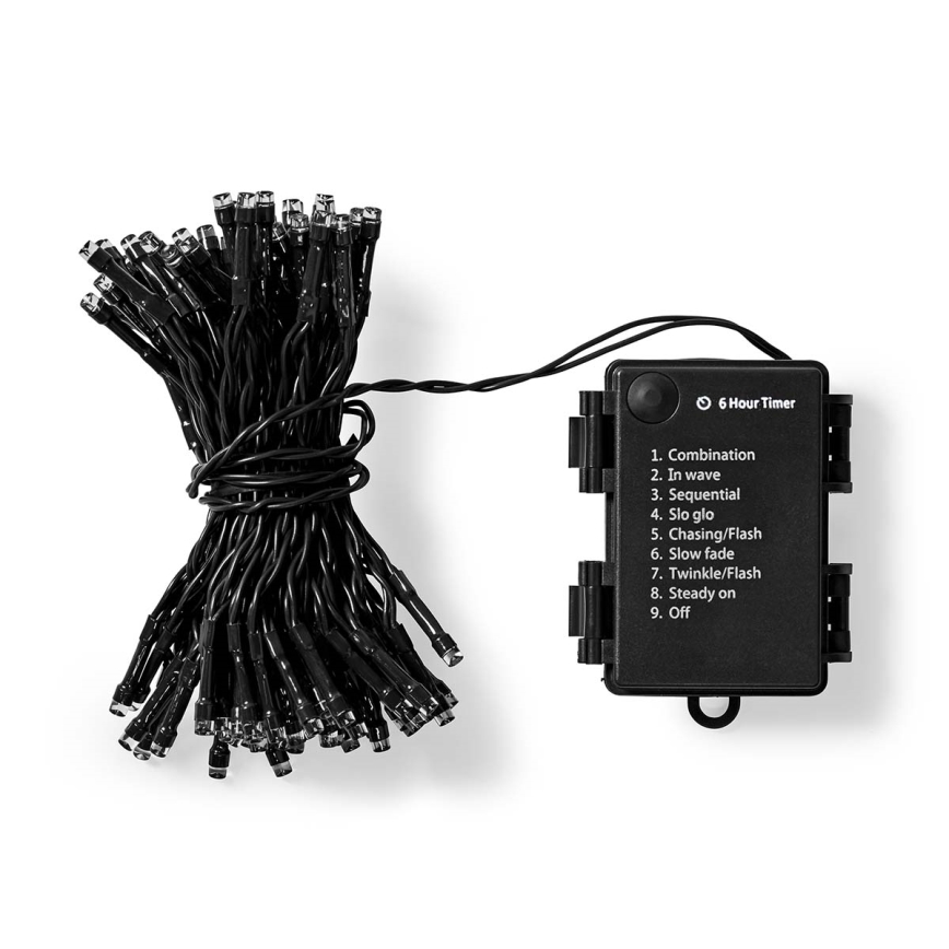 LED-buitenslinger 96xLED/7 functies/3xAA 7,7m IP44 warm wit