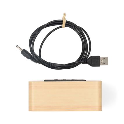 Digitale houten wekker met LED-display en thermometer, 5V/3xAAA