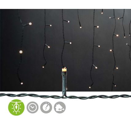 LED kerstgordijn voor buiten 180xLED/7 functies 10,9m IP44 warm wit