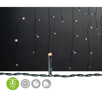 LED Kerst Lichtgordijn voor Buiten 180xLED/7 functies 10,9m IP44 warm wit