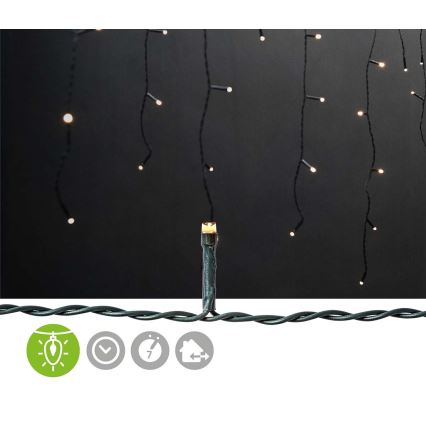 LED Kerst Lichtgordijn voor buiten 360xLED/7 functies 14m IP44 warm wit