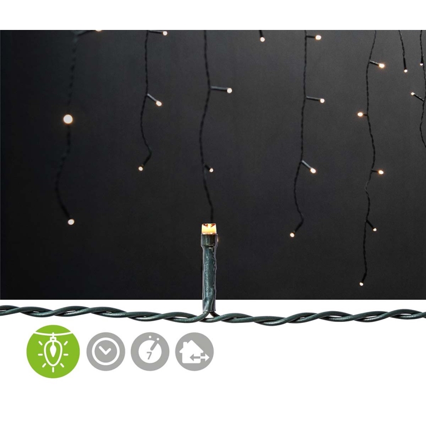 LED Kerst Lichtgordijn voor buiten 360xLED/7 functies 14m IP44 warm wit