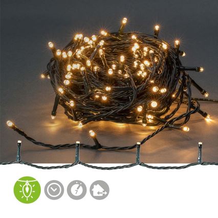 LED buiten kerstlichtsnoer 180 LED / 7 functies 16,5 m IP44 warm wit