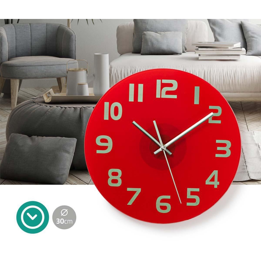 Wand Klok 1xAA rood
