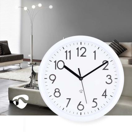 Wand klok diameter 22 cm 1xAA wit