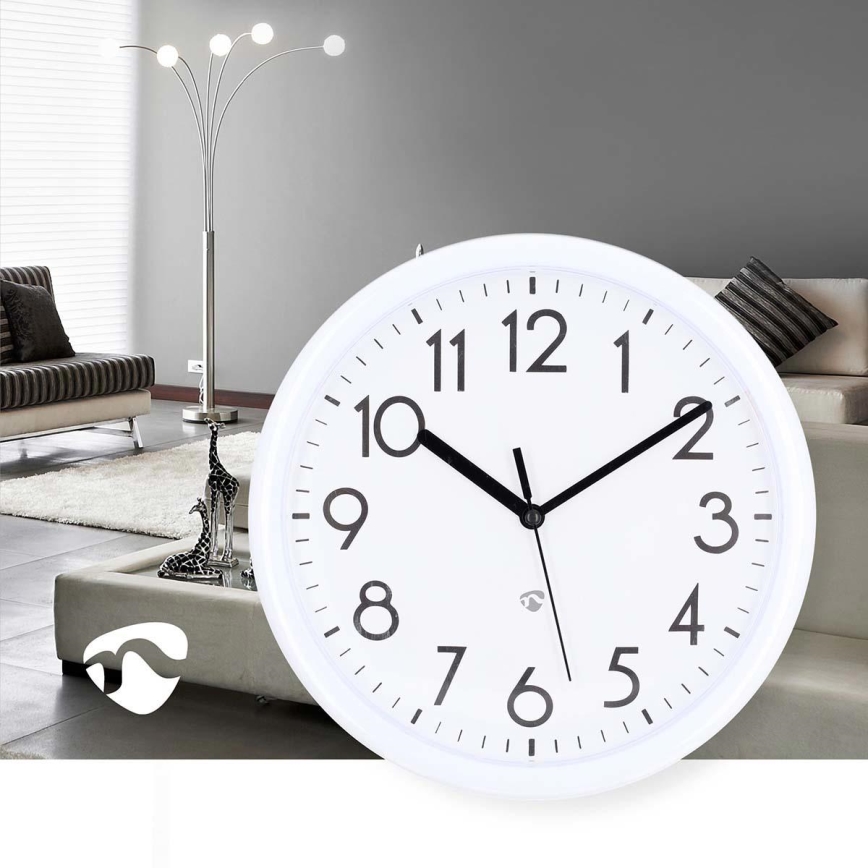 Wand klok diameter 22 cm 1xAA wit