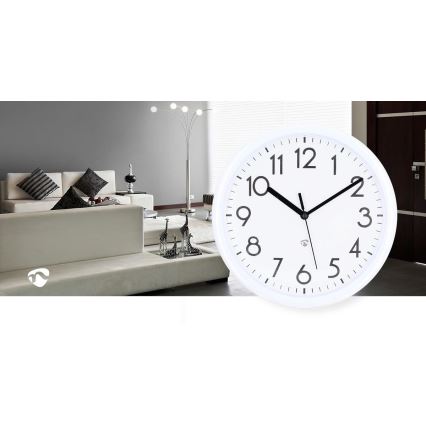 Wand klok diameter 22 cm 1xAA wit