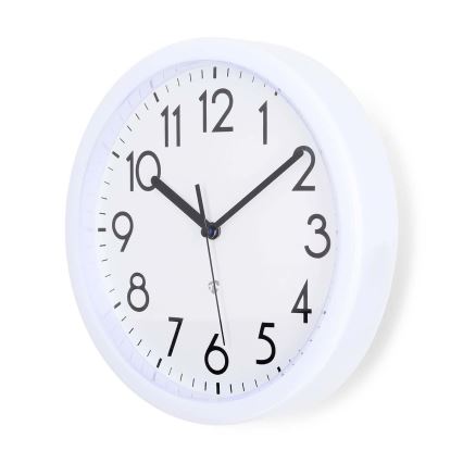 Wand klok diameter 22 cm 1xAA wit