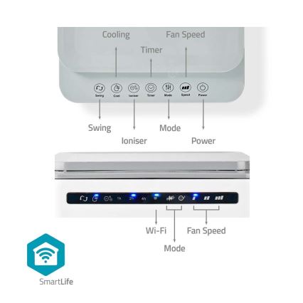 Luchtkoeler 65W/230V Wi-Fi Tuya wit + afstandsbediening