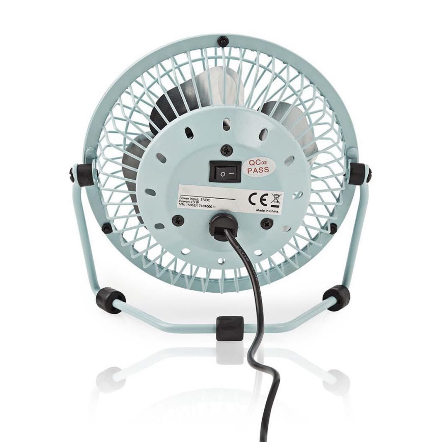 Tafel Ventilator 3W/USB 10 cm blauw