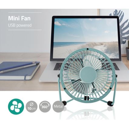 Tafel Ventilator 3W/USB 10 cm blauw