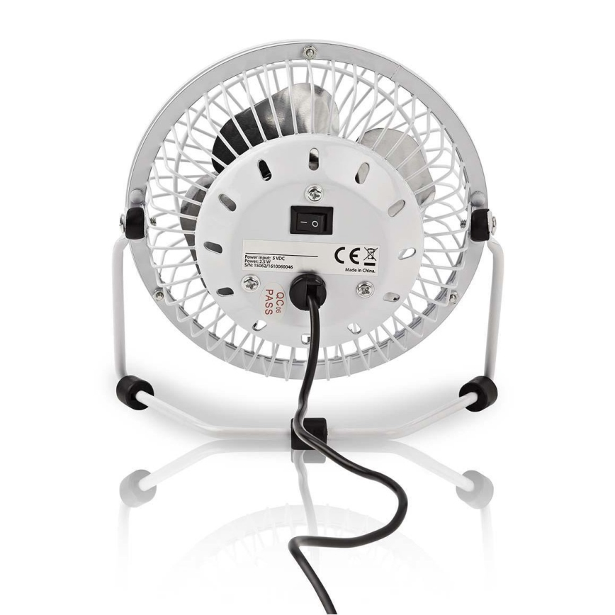 Tafelventilator 3W/USB 10 cm wit