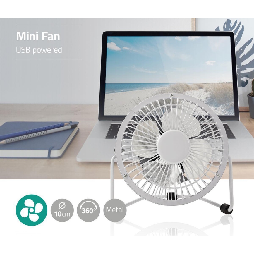 Tafelventilator 3W/USB 10 cm wit