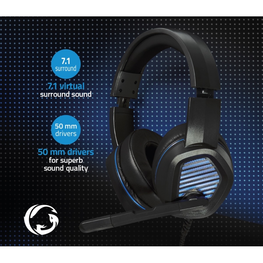LED Gaming koptelefoon met microfoon zwart