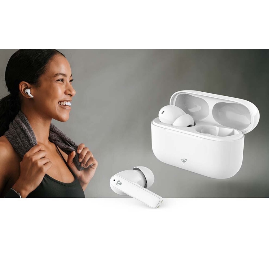 Wireless earphones met ENC IPX4 wit