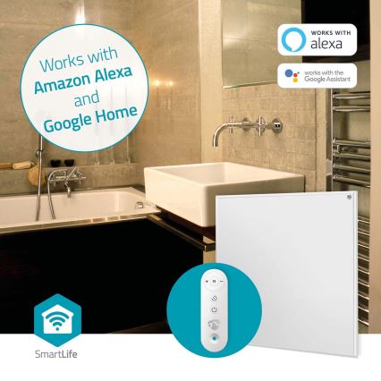 Infrarood verwarmingspaneel 350W/230V 59,8x62 cm IP44 Wi-Fi Tuya + afstandsbediening