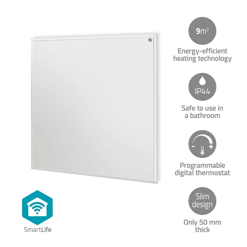 Infrarood verwarmingspaneel 350W/230V 59,8x62 cm IP44 Wi-Fi Tuya + afstandsbediening
