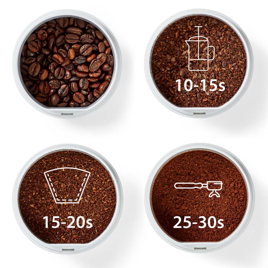 Elektrische koffiebonenmaler 70 g 150W/230V wit