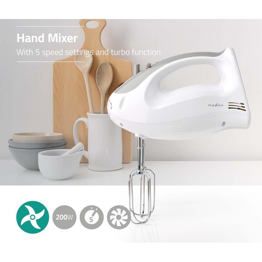 Nedis KAHM100CWT - Hand Mixer 200W/230V wit