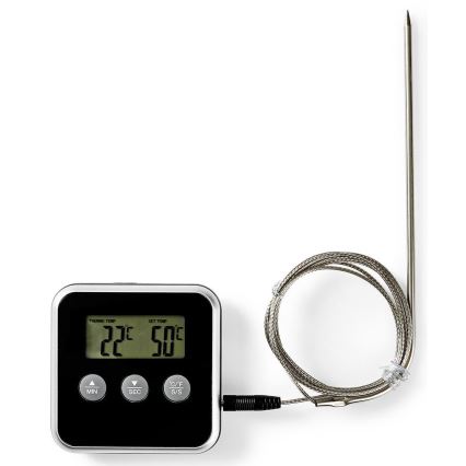 Meat thermometer with digital display and timer 0-250 °C 1xAAA