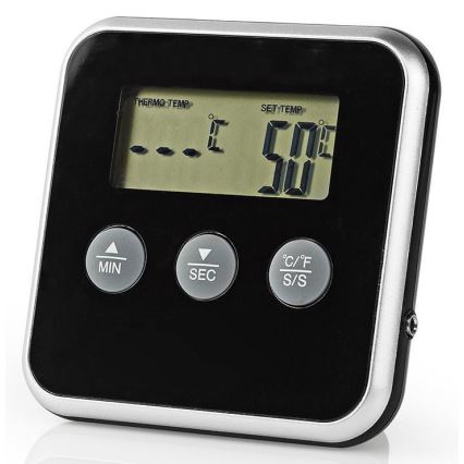 Meat thermometer with digital display and timer 0-250 °C 1xAAA