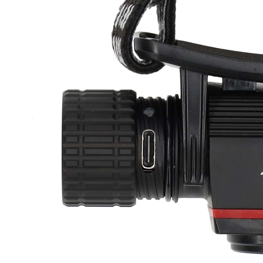 Dimbare oplaadbare aluminium LED-hoofdlamp LED/10W/5V 2200 mAh IPX8 zwart