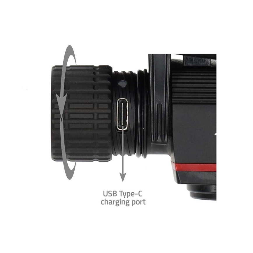 Dimbare oplaadbare aluminium LED-hoofdlamp LED/10W/5V 2200 mAh IPX8 zwart