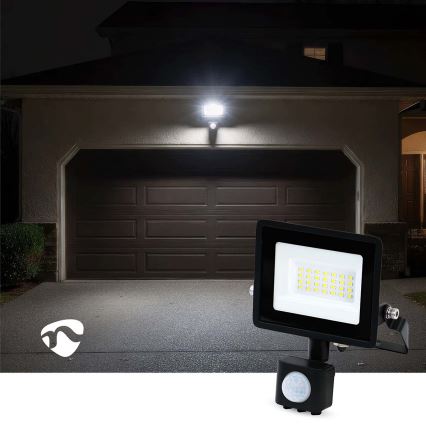 LED-schijnwerper met bewegings- en schemersensor en stekker voor stopcontact LED/20W/230V IP44