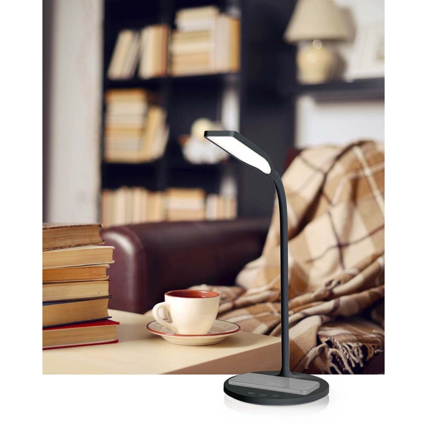 LED Dimbaar aanraken flexible tafellamp met 15W draadloos opladen Qi LED/5,5W/230V 2700-6500K zwart