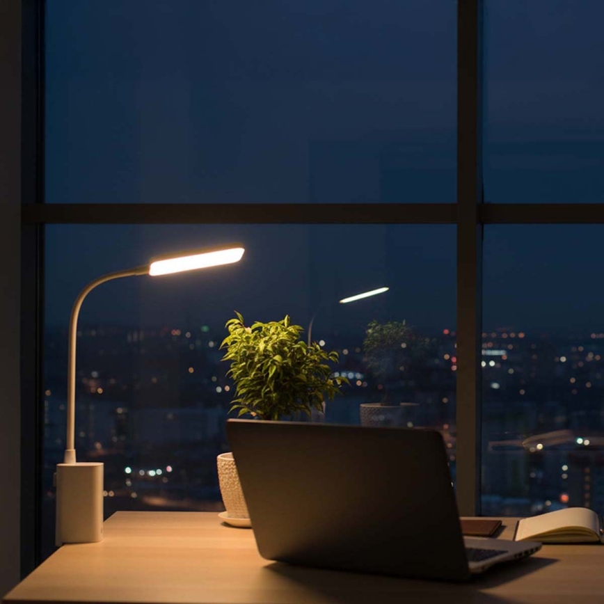 LED-dimbare oplaadbare tafellamp met aanraakbediening, flexibele arm en klem, 5W LED / 1200 mAh, wit