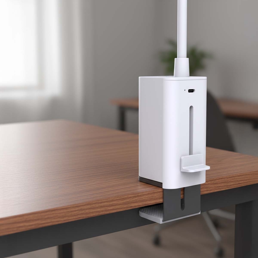 LED-dimbare oplaadbare tafellamp met aanraakbediening, flexibele arm en klem, 5W LED / 1200 mAh, wit
