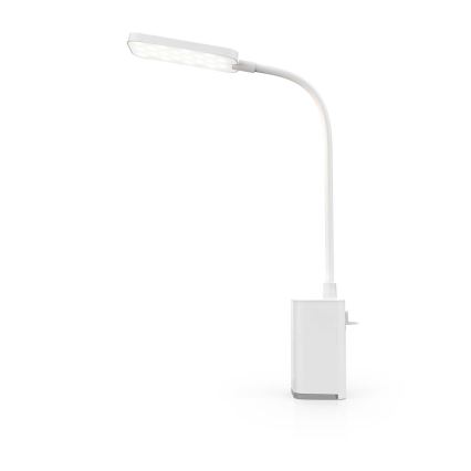 LED-dimbare oplaadbare tafellamp met aanraakbediening, flexibele arm en klem, 5W LED / 1200 mAh, wit