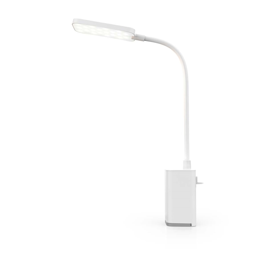 LED-dimbare oplaadbare tafellamp met aanraakbediening, flexibele arm en klem, 5W LED / 1200 mAh, wit