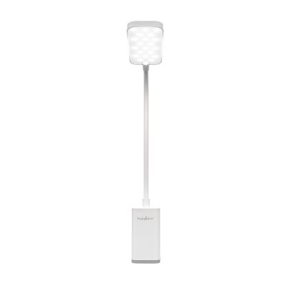 LED-dimbare oplaadbare tafellamp met aanraakbediening, flexibele arm en klem, 5W LED / 1200 mAh, wit