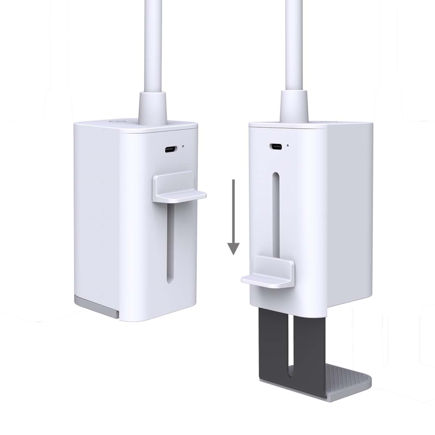 LED-dimbare oplaadbare tafellamp met aanraakbediening, flexibele arm en klem, 5W LED / 1200 mAh, wit