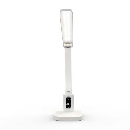 Dimbare oplaadbare LED-bureaulamp met aanraakbediening en display LED/7,5W/1200 mAh 3000/4000/5700K CRI 90 wit