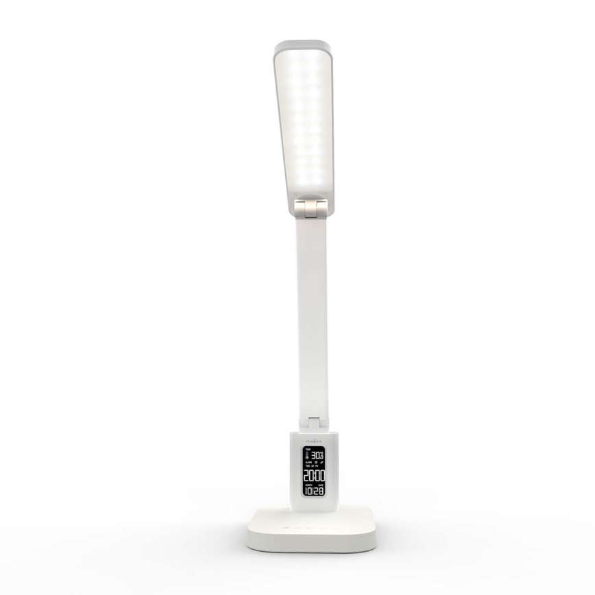 Dimbare oplaadbare LED-bureaulamp met aanraakbediening en display LED/7,5W/1200 mAh 3000/4000/5700K CRI 90 wit