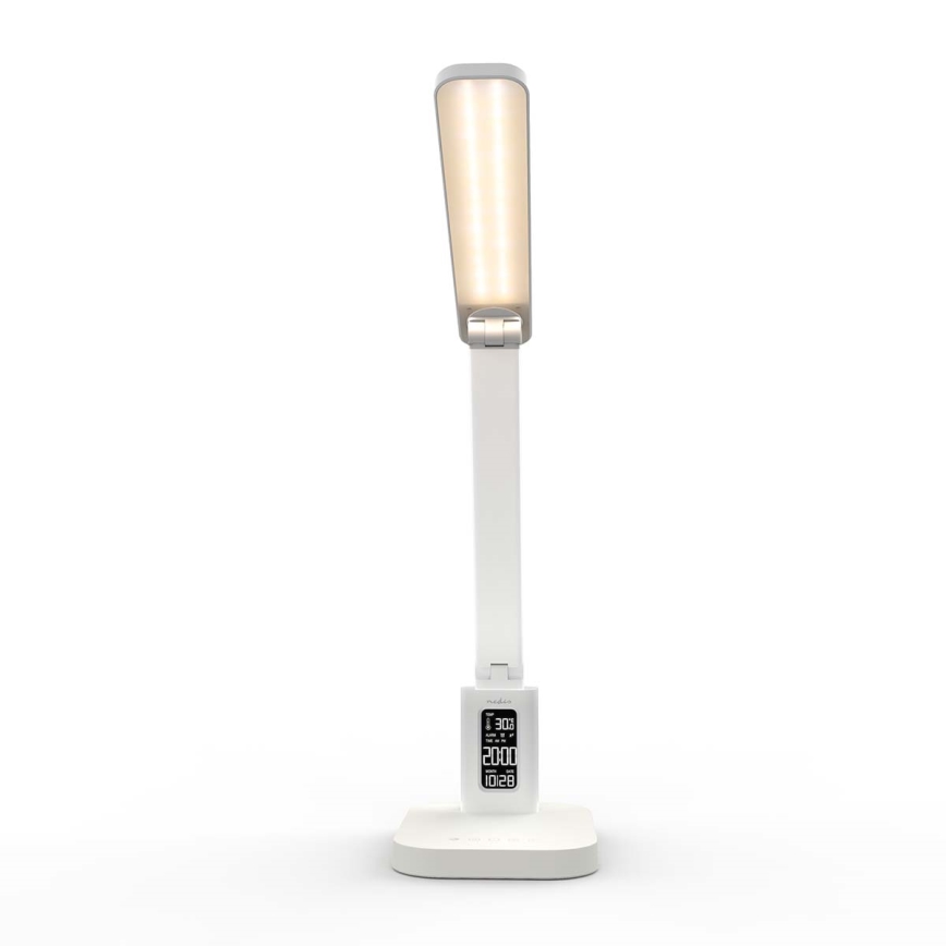 Dimbare oplaadbare LED-bureaulamp met aanraakbediening en display LED/7,5W/1200 mAh 3000/4000/5700K CRI 90 wit